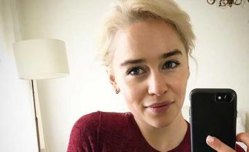 Emilia Clarke shows off new platinum blonde hair