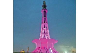 Minar-e-Pakistan is lit pink for PINKtober