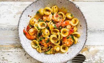 Prawn Orecchiette with Roasted-shell Olive Oil