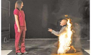 Stuntman engulfs himself in flames to pop the question to girlfriend