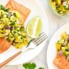 Salmon with Spicy Cucumber-Pineapple Salsa