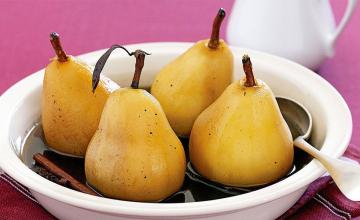 Poached Pears in Spiced Brown Sugar Syrup