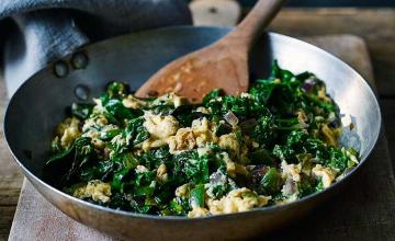 Scrambled Eggs with Spinach and Kale