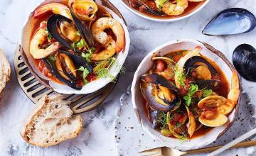 Seafood Stew with Borlotti Beans and Tomato