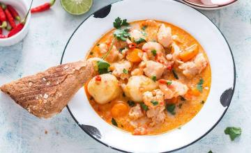 Spicy Seafood Stew with Tomatoes & Lime