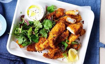 Fish Fingers with Spicy Tartare and Green Salad