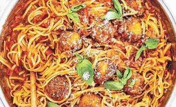 Chicken Meatballs with Spaghetti