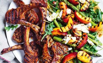 Spiced Lamb Chops with Peach Salad