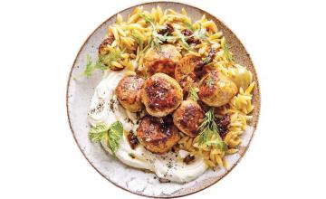 Chicken and Sun-Dried Tomato Meatballs with Mustard Sauce