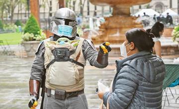 The Maskalorian is a Star Wars fan who dresses up to give away free masks