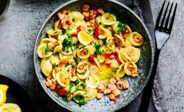 Prawn Orecchiette with Roasted-Shell Olive Oil