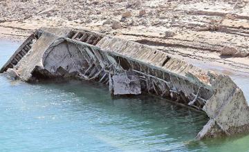 World War II-era boat exposed at Lake Mead as water levels decline