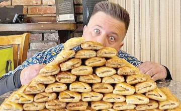 A Greggs fanatic is attempting to make history by eating the most sausage rolls in half an hour