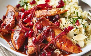 Pomegranate Chicken with Almond Couscous