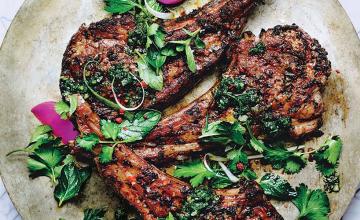 Barbecued Lamb Chops with Sweet Mint Dressing