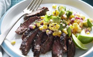 Grilled Steak with Charred Corn Salad