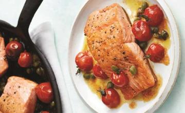 Brown-Butter Salmon with Tomatoes and Capers