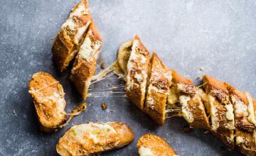 Cheese, Onion and Sriracha Garlic Bread