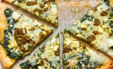 Cheesy Spinach Pesto Flatbread