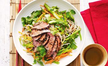 Honey Ginger Beef with Soba Noodle Salad