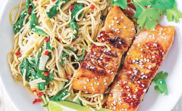 Chilli Salmon and Teriyaki Noodles