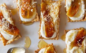 Banana, Coconut and Honey-Cream Tarts