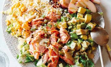 Loaded Salmon Salad with Creamy Tahini Vinaigrette