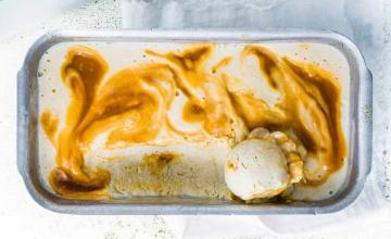 Roasted Banana Caramel Swirl Ice Cream