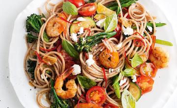 Spicy Prawn and Broccolini Spelt Pasta